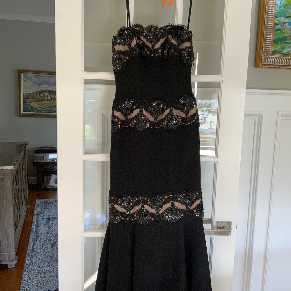 RJ Boutique Black/Nude Full Length Special Occasion Dress